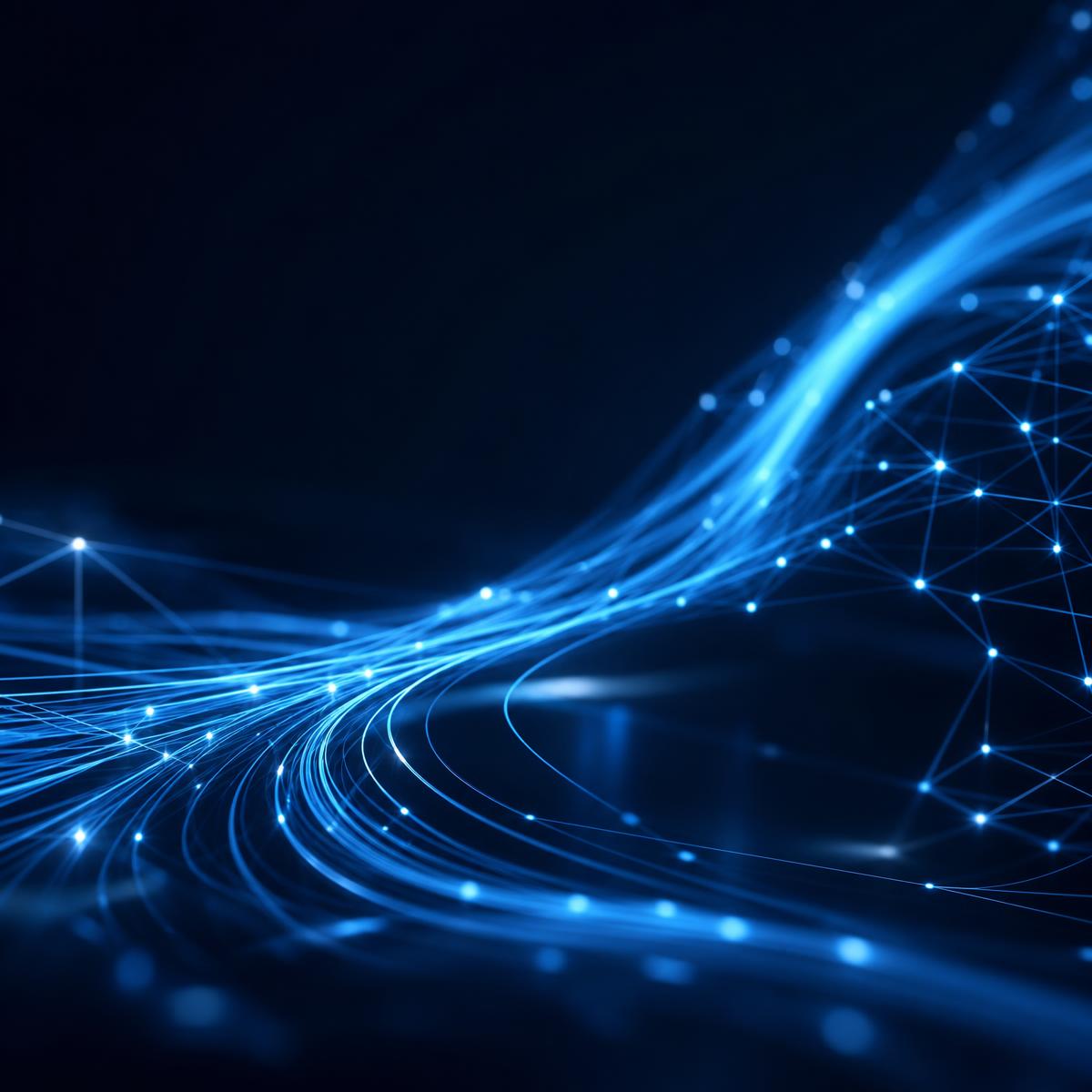 Fibras óticas luminosas a representar conectividade empresarial de alta velocidade